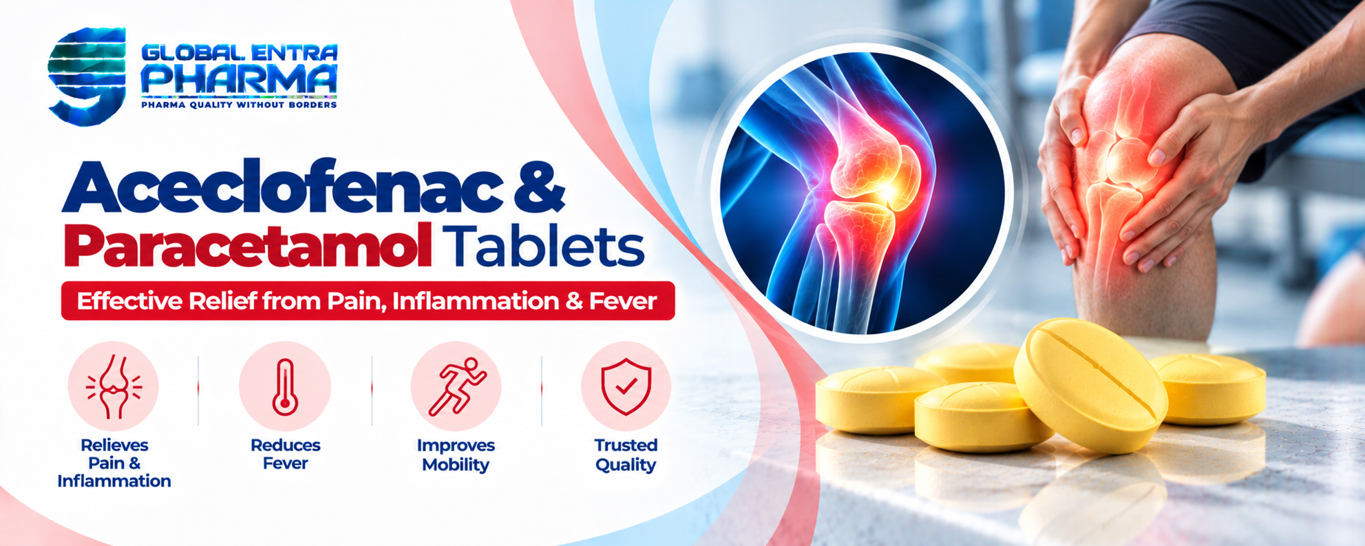 Aceclofenac 100 mg + Paracetamol 325 mg Tablets Manufacturer in India